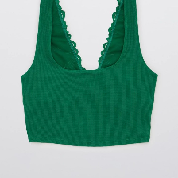 Aerie Holiday Best Lace Waffle Longline Bralette - Picture 3 of 6